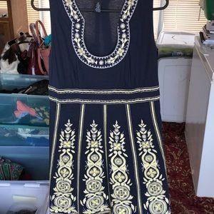INC Bead accent floral design dress.